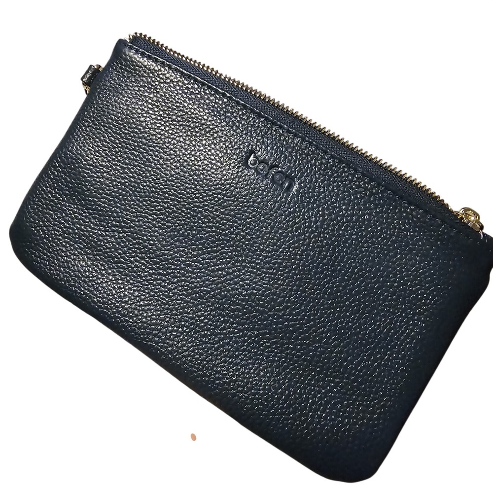 Italian Pebbled Leather Teal Green Wristlet Clutch 8x5